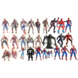 A large quantity of vintage collectible unboxed collectible Spider-Man plastic figurines, in various