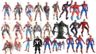 A large quantity of vintage collectible unboxed collectible Spider-Man plastic figurines, in various