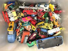 A very large quantity of mixed plastic / die-cast vehicles and cars, to include: - Lesney / Matchbox
