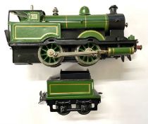 Bassett- Lowke O gauge live steam locomotive with tender, unnumbered, a/f