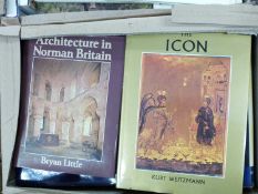 Box of mixed books to include The Icon and Architecture in Norman Britain