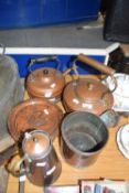 Mixed Lot: Various copper kettles and other assorted items