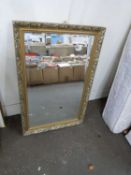 Rectangular bevelled gilt framed wall mirror