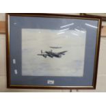 J Marshall, study of military aircraft, watercolour, framed and glazed
