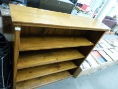 Modern oak open front book case, 102cm wide