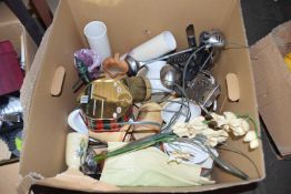 Large box of various assorted kitchen wares