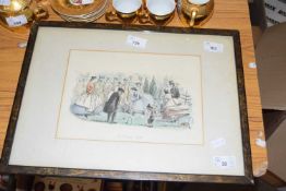 Two coloured prints, Volunteer Movement and a croquet match