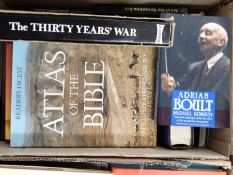 Box of mixed books to include Atlas of The Bible etc