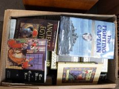 Box of mixed books to include The Fighting Captain and Ancient Eygpt