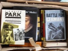 Box of mixed books, military interest