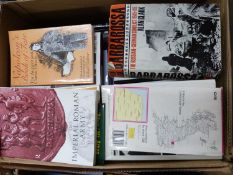 Box of mixed books to include The Imperial Roman Army and The Russian German Conflict 1941-45 by