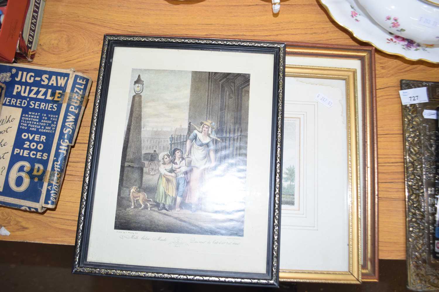 Mixed Lot: Various assorted coloured engravings, small watercolour study of a cottage etc - Image 2 of 4