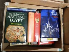 Box of mixed books to include the Civilisation of Ancient Eygpt by Paul Johnson, The Kings