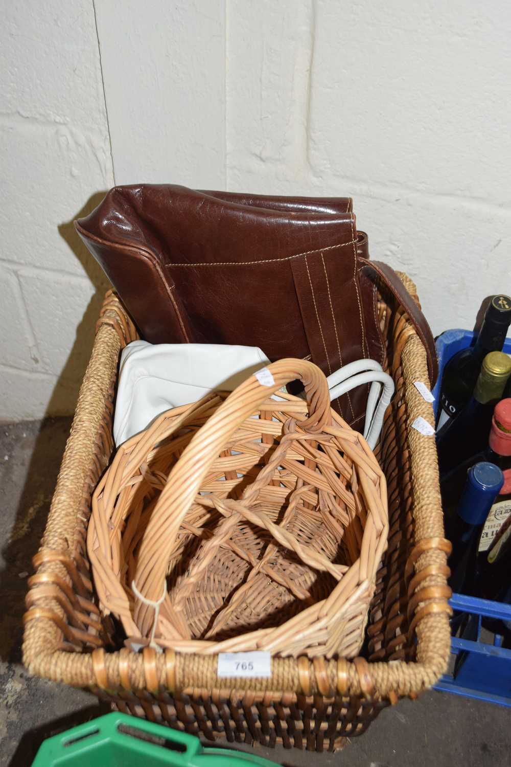 Basket of various assorted bags etc