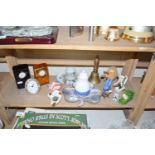 Mixed Lot: Various assorted ornaments, small bedside clocks and other items