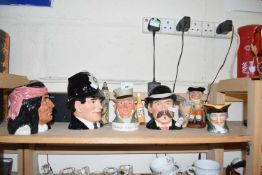 Mixed Lot: Royal Doulton character jugs to include Pickwick Deluxe Whiskey, The London Bobby,