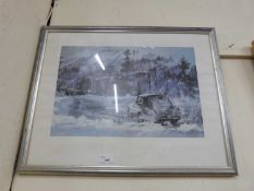 Coloured print winter scene