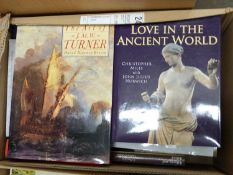 Box of mixed books to include Love in the Ancient World by Christopher Mills and The Art of J MW