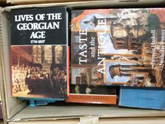 Box of mixed books to include The Lives of Georgian Age 1714 - 1836 etc