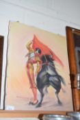 Montalvan study of a Matador and Bull, oil on canvas, unframed