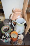 Mixed Lot: Various assorted planters, decorated jug etc