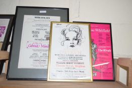 Theatre interest - framed advertising prints, Theatre Royal Brighton, Marlene Dietrich with the full