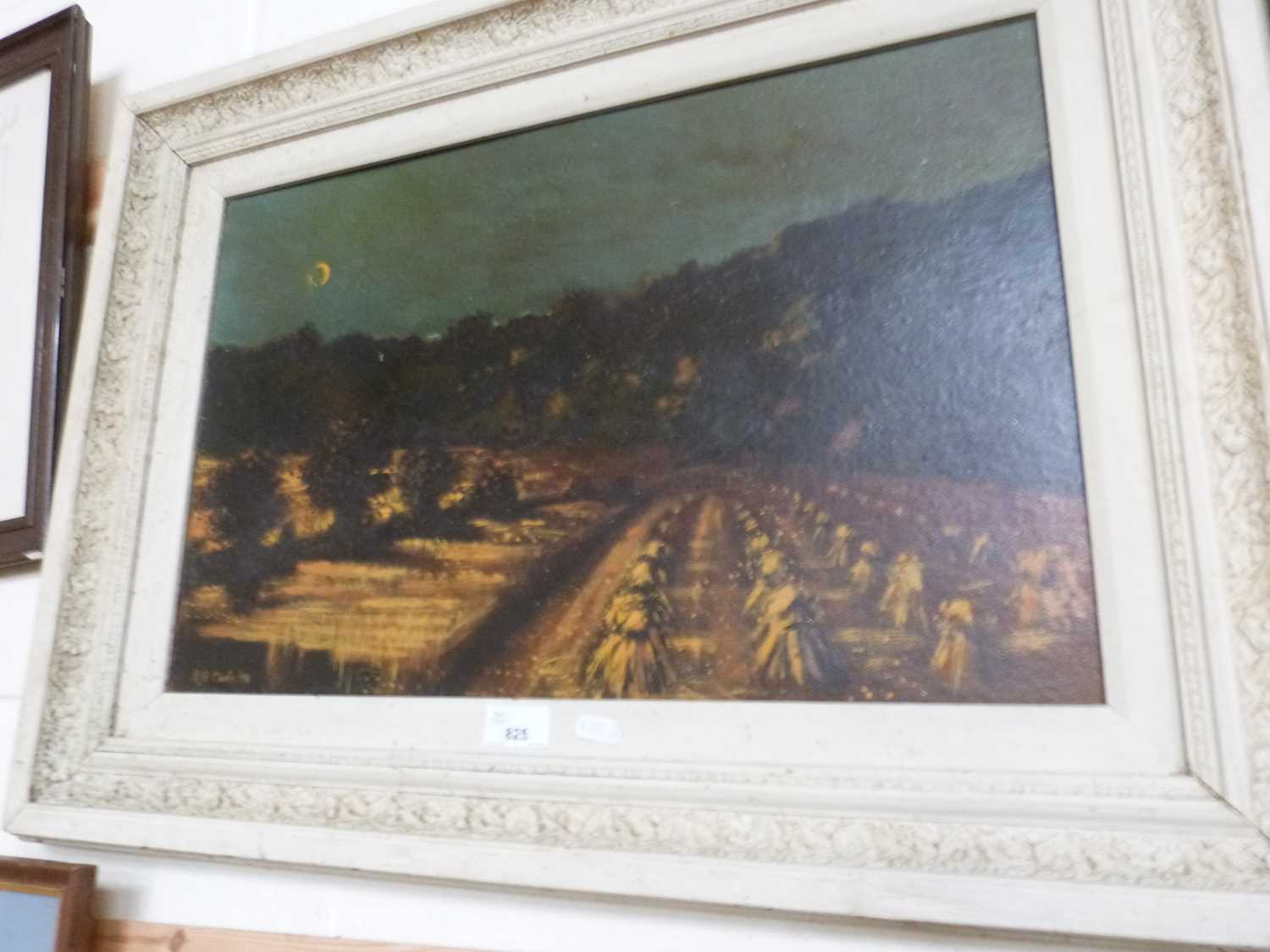 B J R Clarke, study of a harvest scene, oil on board, framed