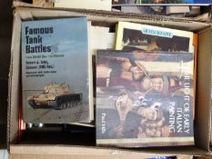 Box of mixed books to include Royal Palaces of France by Ian Dunlop, Famous Tank Battles from WWI to