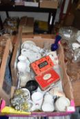Large box of assorted mixed ceramics, reproduction Rolls Royce mirror etc