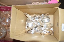 Box of assorted silver plated cutlery
