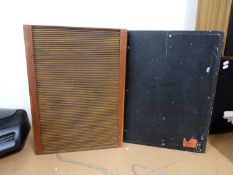 Pair of vintage teak framed speakers