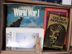 Box of mixed books to include The Golden Monarch by Michael Carter and The Great Battles of WWI by