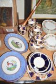 Mixed Lot: Gilt decorated tea wares, Copeland Spode plates etc
