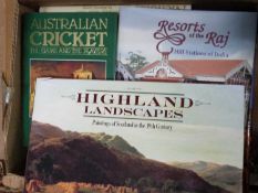 Box of mixed books to include Highland Landscapes, Paintings of the Scotland Century etc