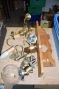 Mixed Lot: Ceiling and wall lights and a wooden wall bracket