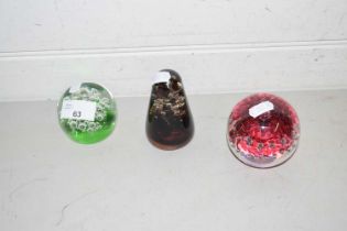 Three various assorted paperweights