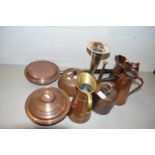 Mixed Lot: Various assorted items to include a range of various copper pans, vases, jugs etc