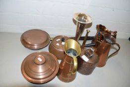 Mixed Lot: Various assorted items to include a range of various copper pans, vases, jugs etc