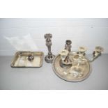 Mixed Lot: Silver plated candlestick, candleabra etc