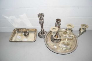 Mixed Lot: Silver plated candlestick, candleabra etc