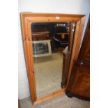 Pine framed bevelled wall mirror