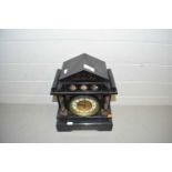 Victorian black slate and marble mounted mantel clock