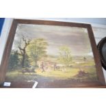 After Claude Harrisou, coloured print set in an oak frame