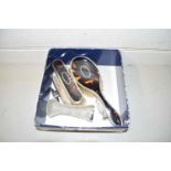 Mixed Lot: Silver and tortoiseshell mounted dressing table brushes plus various dressing table