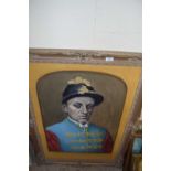 Large oil on canvas study of a jockey, gilt framed