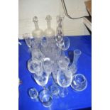 Mixed Lot: Various assorted cut glass drinking glasses, decanters, vases etc