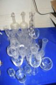 Mixed Lot: Various assorted cut glass drinking glasses, decanters, vases etc