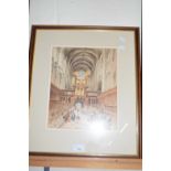 Study of an interior of a Cathedral, watercolour, indistinctly signed, possibly W H Peters