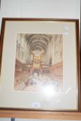 Study of an interior of a Cathedral, watercolour, indistinctly signed, possibly W H Peters