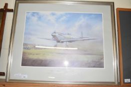 Jim Mitchell, First Flight of The Spitfire, coloured print, signed in pencil